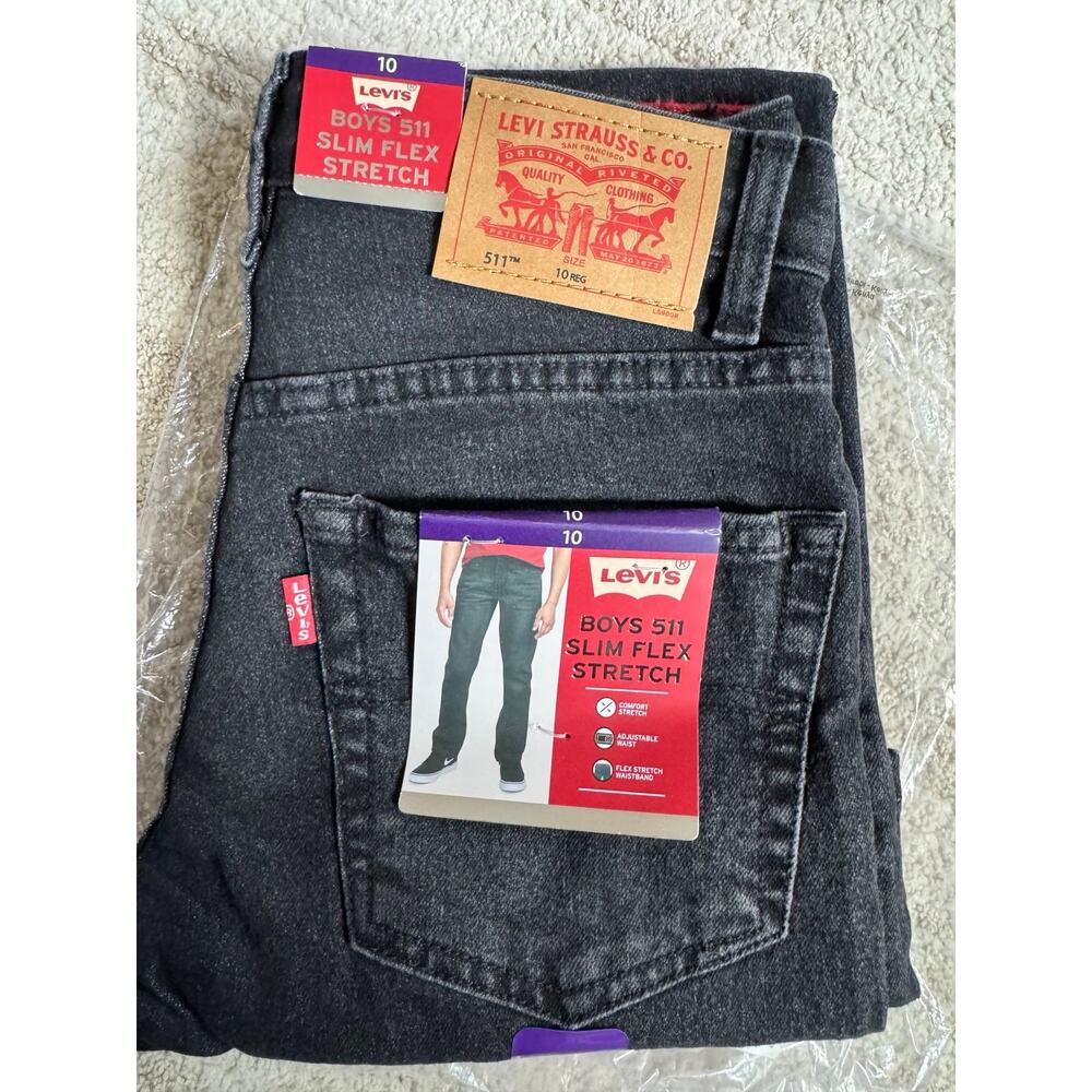 Levi’s Boys 511 Slim Fit Jeans Size 10 Black Slim Flex Stretch NEW NWT